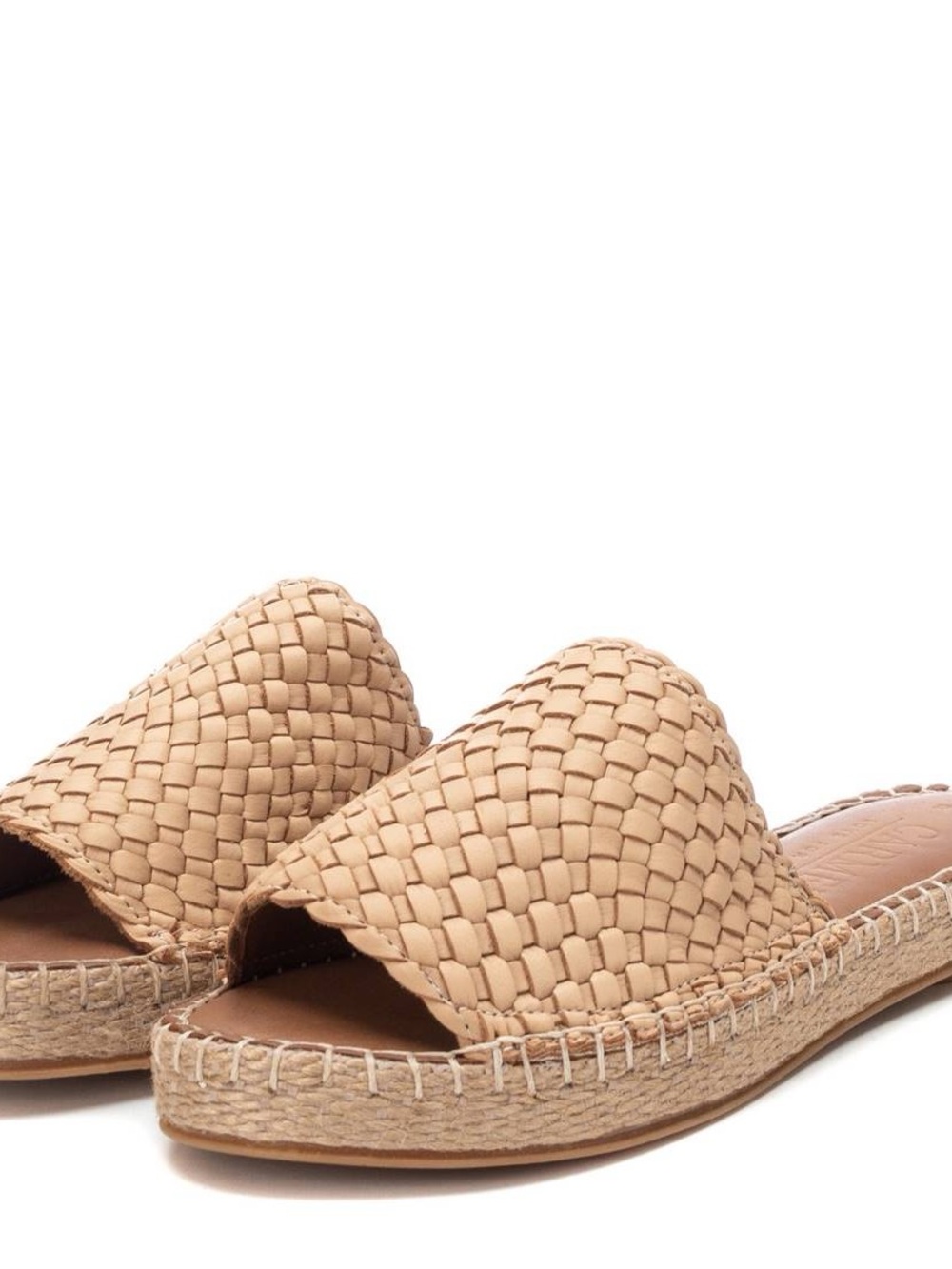 Woven Slide Mule in Light Tan
